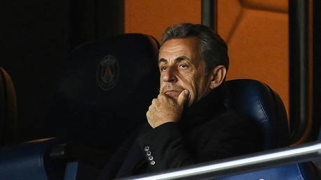 Former French president Nicolas Sarkozy attends a football game in Paris, France, March 2021. © Franck Fife / AFP
