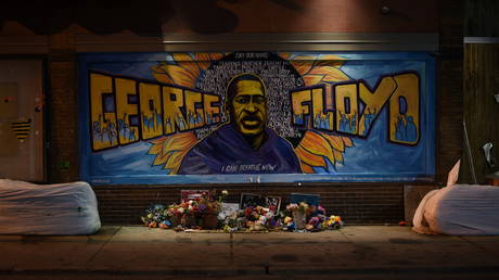 Offerings are left at George Floyd Square in Minneapolis, Minnesota