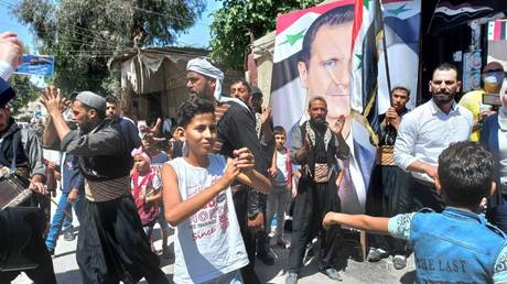 Celebrations for the Syrian presidential elections in Douma, eastern Ghouta, Syria, May 26, 2021 © Eva Bartlett