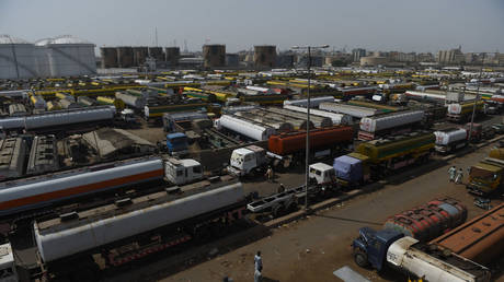 FILE PHOTO: Oil tankers park in a terminal at a port in the Pakistani city of Karachi on April 4, 2017.