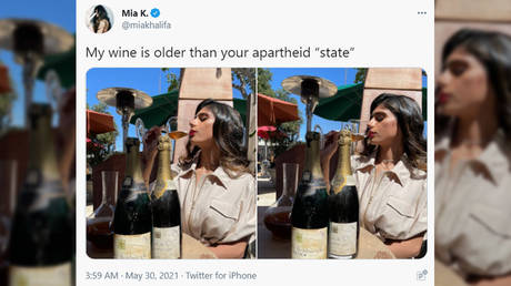 460px x 258px - Ex-porn star Mia Khalifa accused of 'anti-Semitism' after drinking 'NAZI  WINE' in anti-Israel tweet