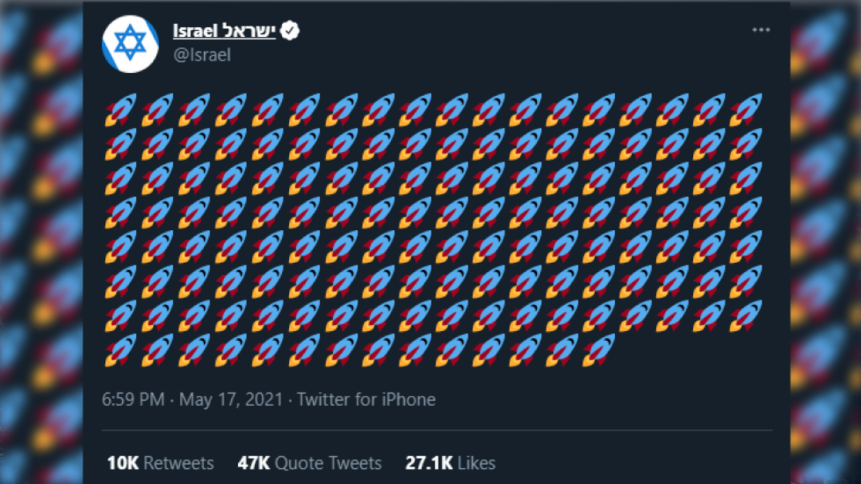 Is This Really An Emoji Fight You Want Israel S Official Twitter Account Posts Rocket Emojis For Every Missile Fired At Country Rt World News