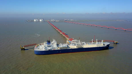 A vessel carrying liquefied natural gas (LNG) cargo from Russia's Yamal LNG project, is seen at Rudong LNG Terminal in Nantong, Jiangsu province, China.