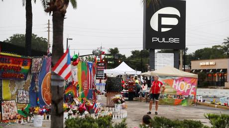 FILE PHOTO: A makeshift memorial marked the one-year anniversary of the 2016 Pulse nightclub massacre in Orlando.