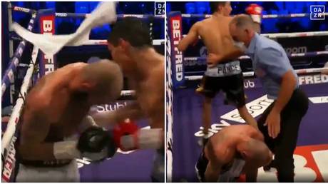&lsquo;Horrific refereeing&rsquo;: Questions asked in boxing bout as referee REFUSES to stop fight despite corner throwing in towel (VIDEO)