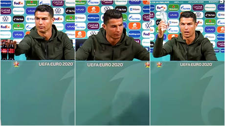 Cristiano Ronaldo has been on cheeky form at a press conference for EURO 2020 © YouTube / Beanyman Sports