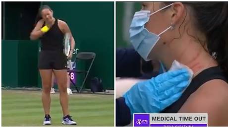 ‘Weirdest timeout ever’: Russian tennis star Kasatkina needs treatment after SCRATCHING HERSELF across neck in fit of rage (VIDEO)