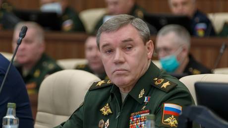 General Staff of Russian Armed Forces Valery Gerasimov attends the opening ceremony of an operational mobilization session with the leadership of the Armed Forces, in Moscow, Russia.