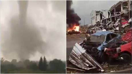 A tornado touches down in Czechia, June 24, 2021; aftermath in the village of Lužice