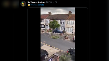 WATCH: Violent winds topple trees & brick walls after &lsquo;tornado&rsquo; rips through London borough