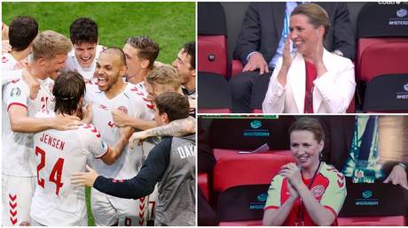 No.1 fan: Delighted Danish PM Frederiksen celebrates in team strip as they drub Wales in Euro 2020 clash (VIDEO)