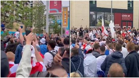 England fans sing &lsquo;nationalist&rsquo; chant about German bombers ahead of Euro 2020 clash despite being warned about bans (VIDEO)