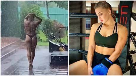 MMA fighter Aleksandra Albu wasn’t deterred by a recent downpour. © Instagram @stitchalbu