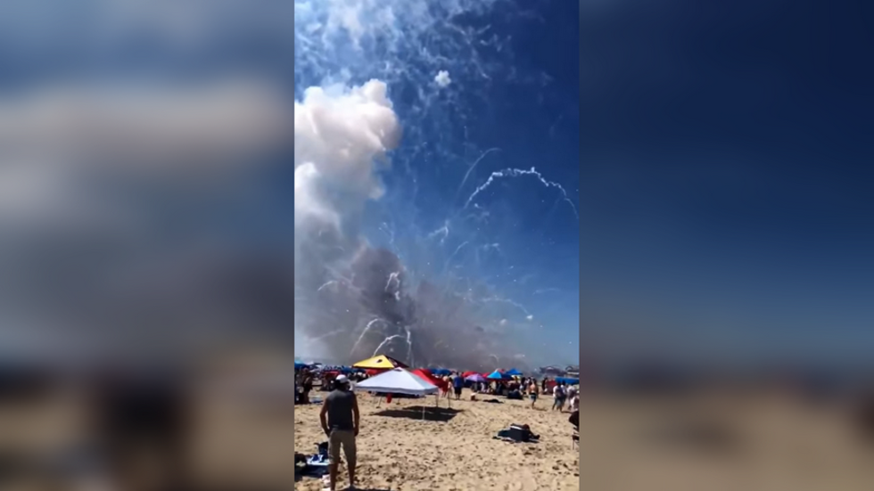 WATCH: Fireworks truck EXPLODES on Maryland beach