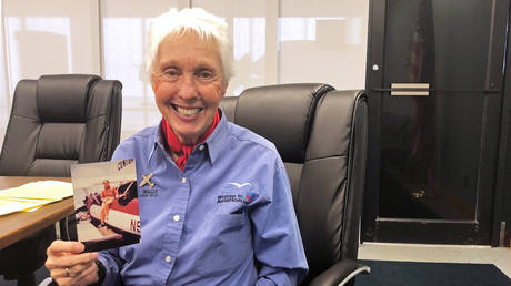 Wally Funk, a Virgin Galactic ticketholder and one of the First Lady Astronaut Trainees or ‘Mercury 13’ women at the International Women’s Air and Space Museum in Cleveland, Ohio, U.S. March 29, 2019. Picture taken March 29, 2019. © Reuters / Elizabeth Culliford