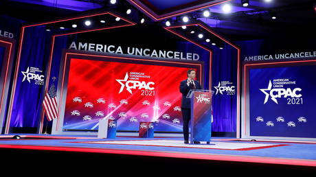 Florida Governor Ron DeSantis speaks at the Conservative Political Action Conference (CPAC) in Orlando, February 26, 2021.