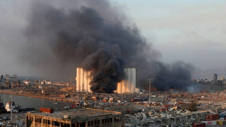 FILE PHOTO. Smoke rises from the site of an explosion in Beirut's port area, Lebanon August 4, 2020