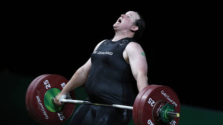 Laurel Hubbard competes during the women's +90kg weightlifting final at the 2018 Gold Coast Commonwealth Games
