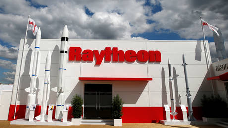 File photo: Raytheon Technologies stand at the 53rd International Paris Air Show at Le Bourget, France, June 21, 2019.