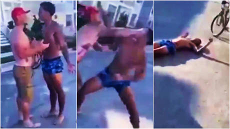 Cops arrest man after football freshman is hospitalized by shuddering one-punch knockout in street fight over &lsquo;mom&rsquo; insult (VIDEO)