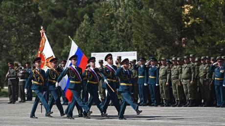 FILE PHOTO. Russian servicemen performing during the events on the occasion of the 70th anniversary of the 201st Russian military base deployed in Dushanbe, Tajikistan. © Sputnik