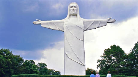 The Christ of the Ozarks statue is seen in Eureka Springs, Arkansas