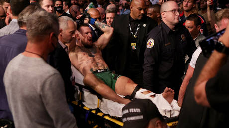 Conor McGregor suffered defeat after breaking his leg at UFC 264. © Getty Images via AFP