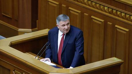 Ukrainian Interior Minister Arsen Avakov attends a meeting of the Ukrainian Parliament, in Kiev, Ukraine.