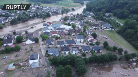 Drone VIDEO shows horrific destruction of German town as severe floods claim 100+ lives nationwide