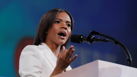 Candace Owens addresses the 148th National Rifle Association (NRA) annual meeting in Indianapolis, Indiana