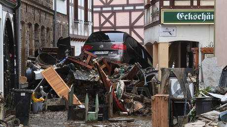 Aftermath of a flood in Bad Neuenahr-Ahrweiler, Germany, July 16, 2021. © Christof Stache/AFP