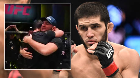 Islam Makhachev was congratulated by Khabib Nurmagomedov after his latest UFC win © YouTube / Fight night | © Per Haljestam / USA Today Sports via Reuters