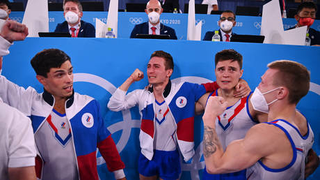 The Russian team claimed gold in the men's artistic gymnastics team final. © Reuters