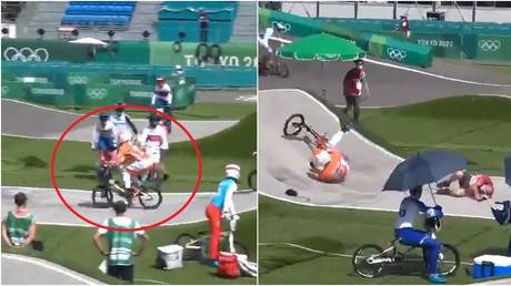 Dutch BMX star Niek Kimmann was involved in a crash with an official in Tokyo. © Twitter