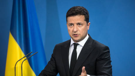 FILE PHOTO. Ukrainian President Volodymyr Zelensky and the German Chancellor (not in picture) give statements ahead of talks at the Chancellery in Berlin. © AFP / STEFANIE LOOS