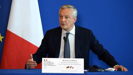 FILE PHOTO: France's Economy and Finance Minister Bruno Le Maire in Paris on July 21, 2021.