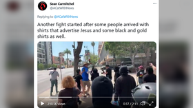 WATCH: Antifa assaults protesters at rally against California spa allowing transgender woman to expose genitalia to girls