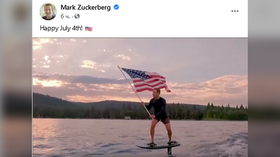 Internet gasps as Mark Zuckerberg celebrates July 4 by posting video of himself wake-foiling while holding American flag