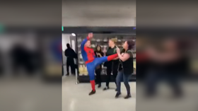 ‘Only in UK’: Shocking clips show ‘prankster’ in SPIDER-MAN costume assault female staff, shoppers in London supermarket (VIDEOS)
