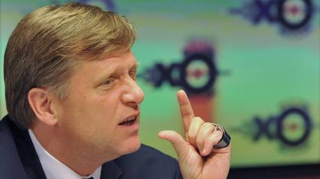 FILE PHOTO. US Ambassador to Russia Michael McFaul speaking live at the Echo of Moscow radio station. 21.02.2014