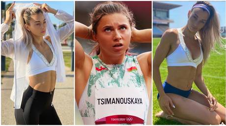 Mironchyk-Ivanova has criticised Belarusian teammate Kristina Timanovskaya (left & right) - Instagram / Mironchyk-Ivanova; Kristina Timanovskaya - Reuters (centre)