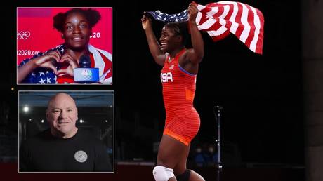 Olympic wrestling champ who proclaimed &lsquo;I freaking love living in the USA!&rsquo; is hailed by UFC boss Dana White (VIDEO)