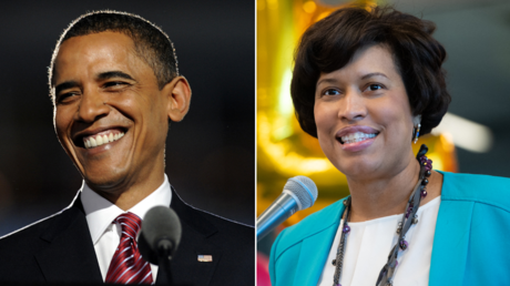 (L) Barack Obama. © AFP / EMMANUEL DUNAND; (R) Mayor Muriel Bowser. © AFP / SAUL LOEB