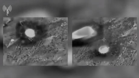 Israeli strikes on targets in southern Lebanon are seen in footage released by the Israeli Defense Forces (IDF), August 4, 2021.