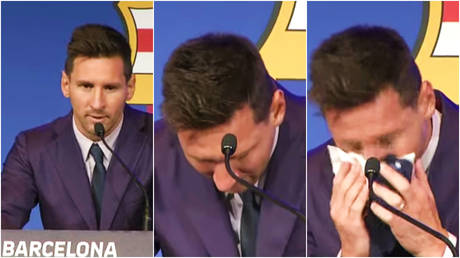 Lionel Messi has held an emotional press conference confirming his Barcelona departure © YouTube / Diario AS