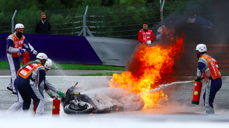 MotoGP star Lorenzo Savadori stretchered from track after horrific fireball crash at Styria Grand Prix (VIDEO)