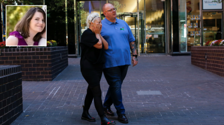 FILE PHOTO. Charlotte Charles and Tim Dunn, parents of British teen Harry Dunn. © Reuters / EDUARDO MUNOZ; (inset) Anne Sacoolas © Facebook