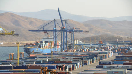 A general view of a container terminal of the Vostochny Port near the far eastern town of Nakhodka, Russia. November 15, 2017.