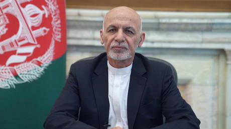 Afghanistan's President Ashraf Ghani addresses the nation in a message in Kabul, Afghanistan August 14, 2021.