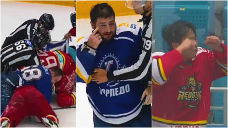 A Russian hockey player has apologized after an unsavory incident during a match © Instagram / tvproductionkz